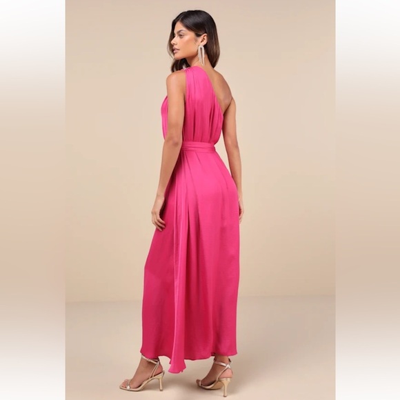 Lulu's Goddess Aura Fuchsia One-Shoulder Maxi Dress - Picture 12 of 12